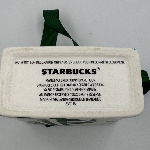 Starbucks 2019 Limited Ceramic Tote Holiday Ornament/Gift Card Holder - Picture 7 of 7